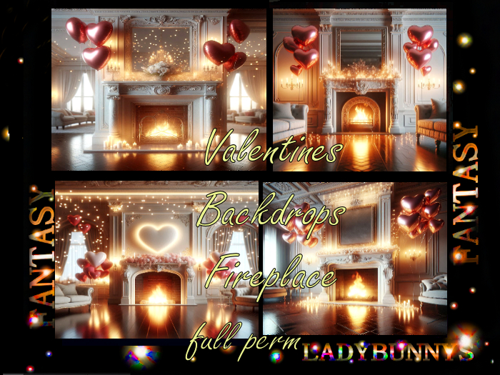 Fantasy Background Textures-Valentine Backdrops Fireplace