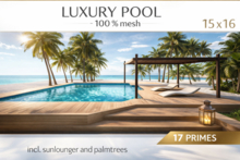 POOL - 100 % mesh - incl. sunlounger + palmtrees