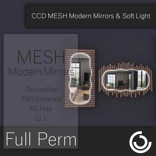 MESH Two Modern Mirrors With Soft Light