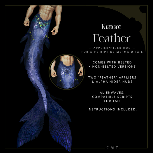 ((Krature)) - Feather - Mermaid Tail Riptide Applier HUD - Skelemer