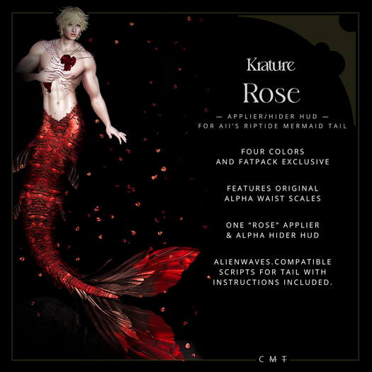 ((Krature)) - Rose - Mermaid Tail Riptide Applier HUD - Red