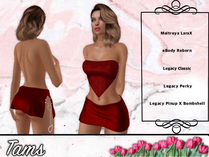 Tams - Top, Skirt, Panty - Red