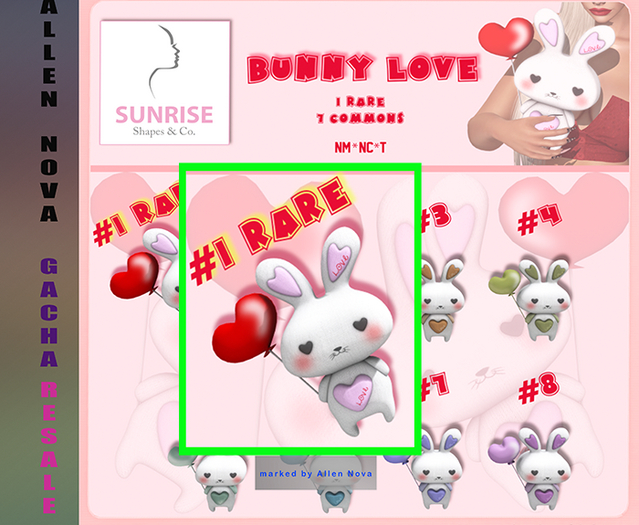 01 SUNRISE Shapes & co. Bunny Love - Red RARE