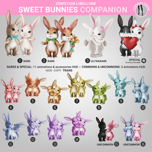 SEmotion Libellune Sweet Bunnies Companion RARE 02