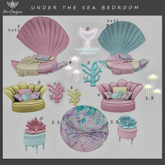 01 Bee Designs Under The Sea bedroom RARE