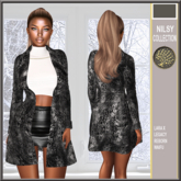FAKE FUR JACKET,TOP&LEATHER SKIRT