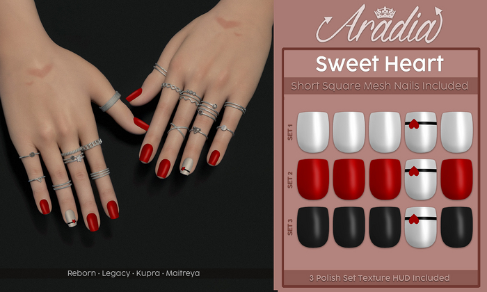 Aradia - Sweet Heart Nails [Short Square]
