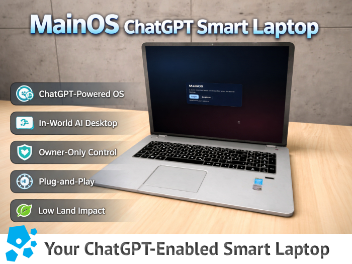 MainOS ChatGPT Smart Laptop – In-World AI Desktop Computer