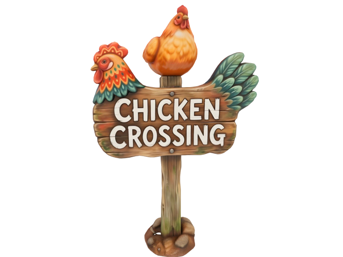 HB: Chicken Crossing Sign Post FuLL PERM