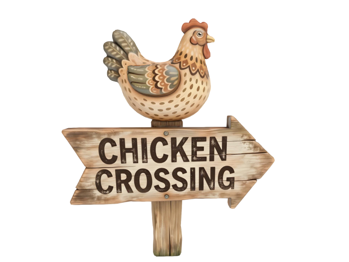 HB: Chicken Crossing Sign Post B FuLL PERM