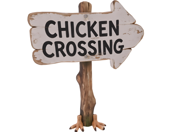 HB: Chicken Crossing Sign Post C FuLL PERM
