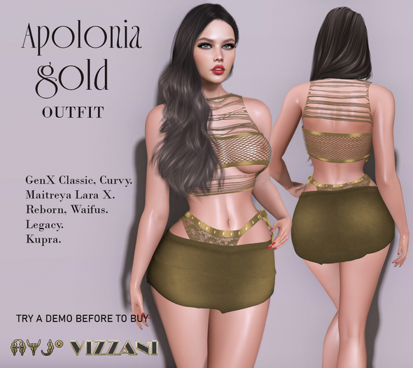 !! SEXY OUTFIT MOD. APOLONIA GOLD !!- A&J CREATION AND FRANCHISE.