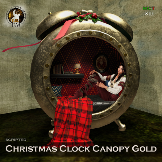 F&M * Christmas Clock Canopy Gold 