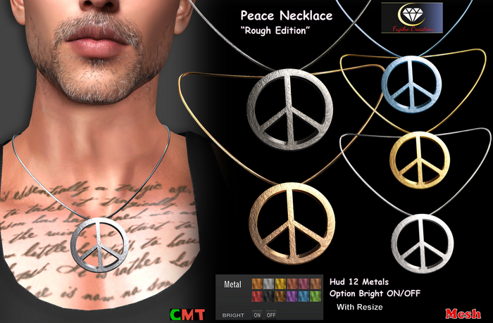FC - Peace  Men Necklace (ROUGH) With hud  12 metals