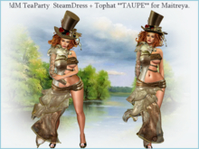 !dM TeaParty  SteamDress + Tophat **TAUPE** for Maitreya