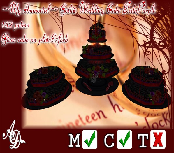 [AD] ~My Immortal~ Gothic Wedding Cake RednPurple