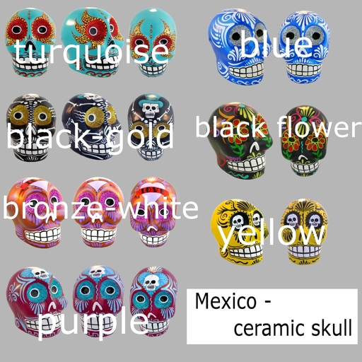 Mexico - ceramic skull Purple - 3 objects (alpha)