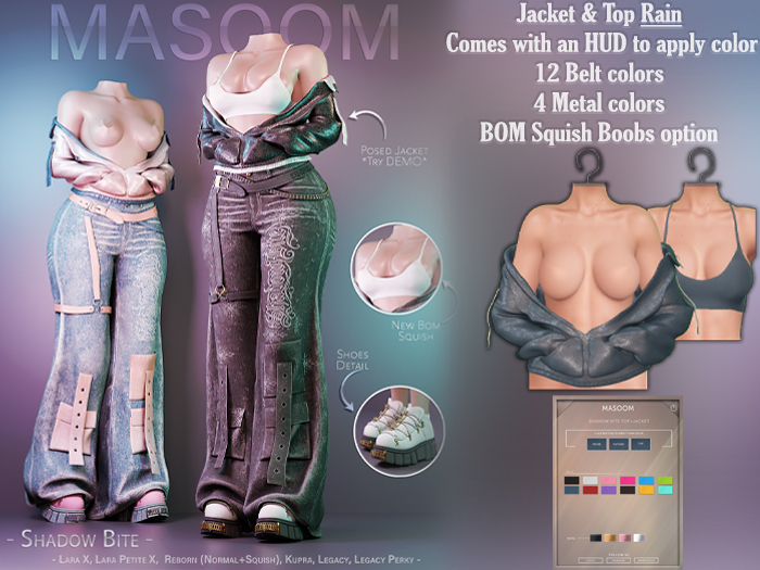 [[ Masoom ]] Shadow Bite Jacket & Top - Rain