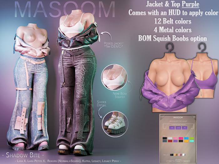 [[ Masoom ]] Shadow Bite Jacket & Top - Purple