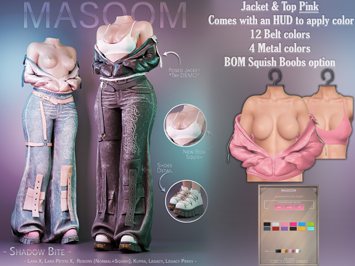 [[ Masoom ]] Shadow Bite Jacket & Top - Pink