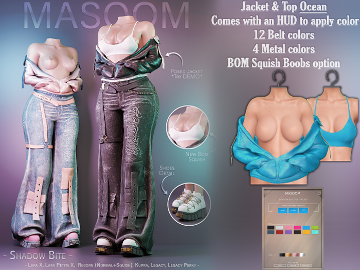 [[ Masoom ]] Shadow Bite Jacket & Top - Ocean