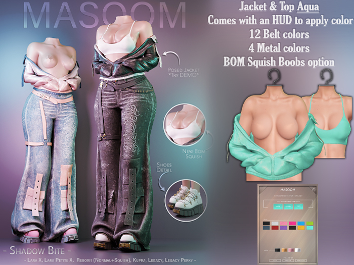 [[ Masoom ]] Shadow Bite Chaqueta & Top - Aqua
