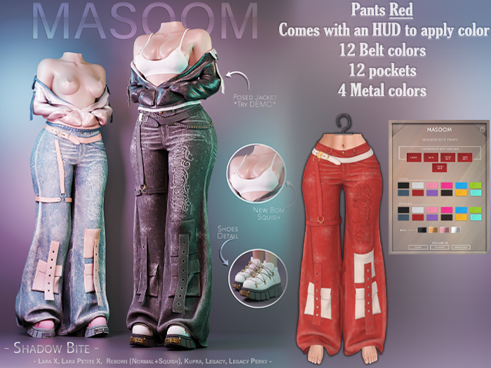 [[ Masoom ]] Shadow Bite Pantalones - Rojo