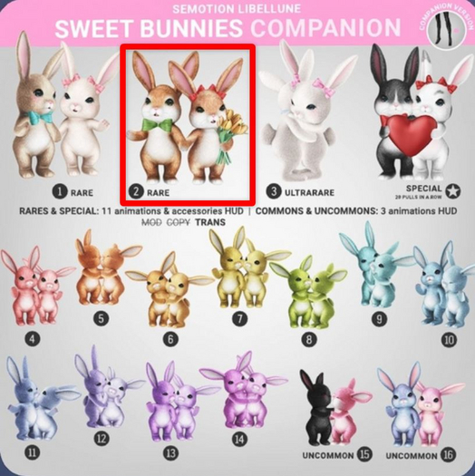 SEmotion Libellune Sweet Bunnies Companion RARE 02
