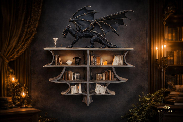 Gothic Dragon Display Shelf – Dark Fantasy Wall Console
