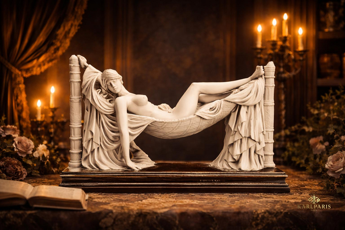 Reclining Goddess Hammock Sculpture – Classical Drapery Design