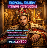 Royal Ruby King Crown – Luxury Gold Fantasy Crown | Full Perm Second Life Accessory for Roleplay, Photography & Creators