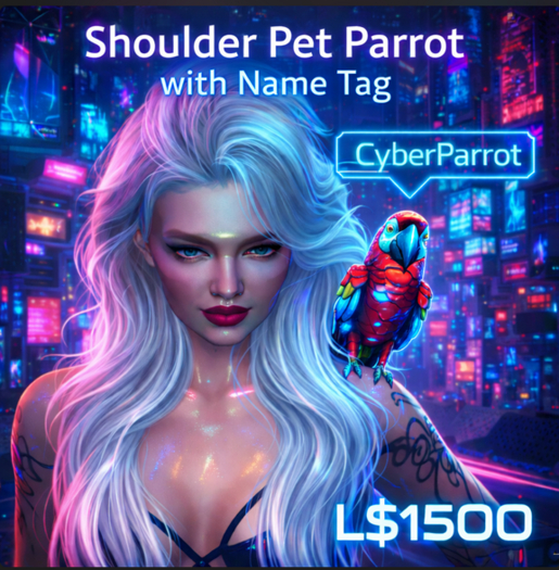 Shoulder Pet Parrot with Name Tag Script – Copy & Modify | Customizable Bird Companion for Stylish Avatars