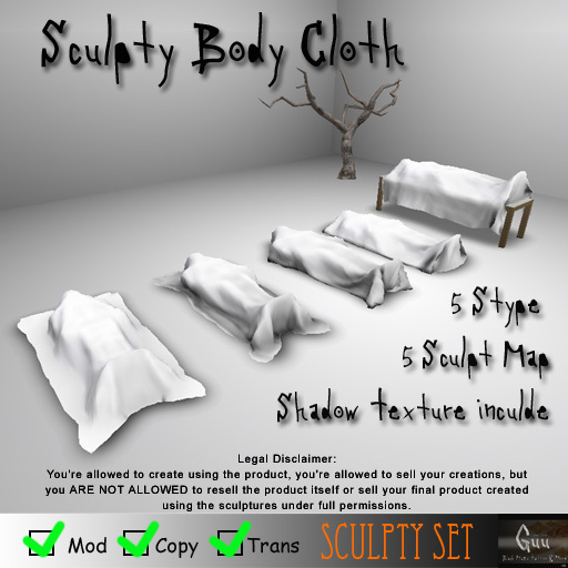 -=((Guu))=- Sculpty Body Cloth M Set [BOXED]  SCULPT MAP & TEXTURE INCLUDE