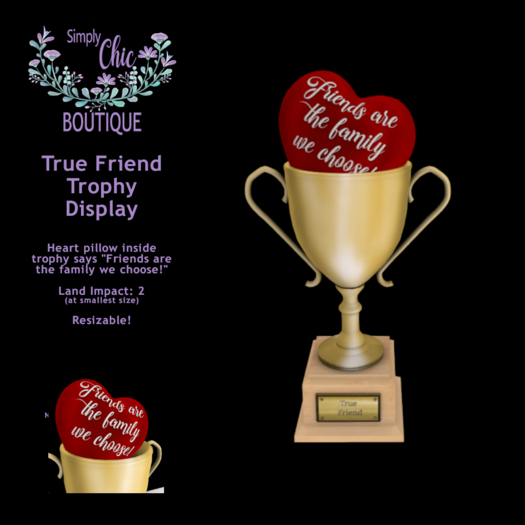 True Friend Heart Trophy Display