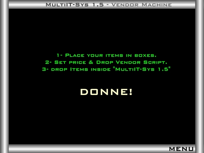 Sell 1 to more than 50 items !  ////MultiIT-Sys 1.5 - //// Multiple Items 1 Prim Vendor Board /  / With Menu