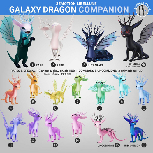 SEmotion Libellune Galaxy Dragon Companion RARE 01