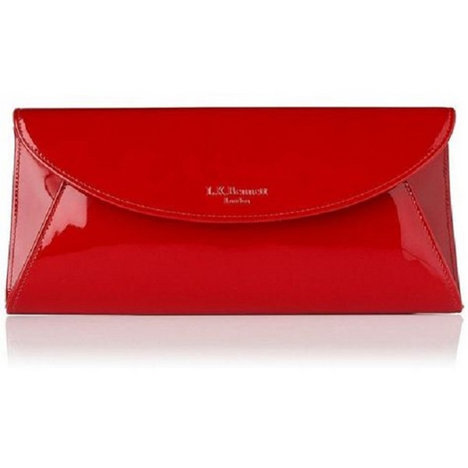 DFS Leather Clutch Red & Silver