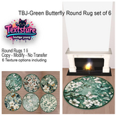 TBJ-Green Butterfly Round Rug set of 6