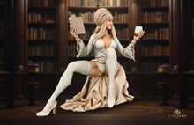 Elegant Reading Woman Sculpture – Wine & Literature Figure