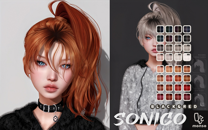 [monso] Sonico Hair /Black & Red