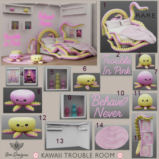 01 Bee Designs Kawaii Trouble Bedroom RARE