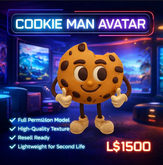  Cute Cookie Man Avatar Character – Fully Perm 3D Cartoon Cookie Mascot with Texture Included for Second Life