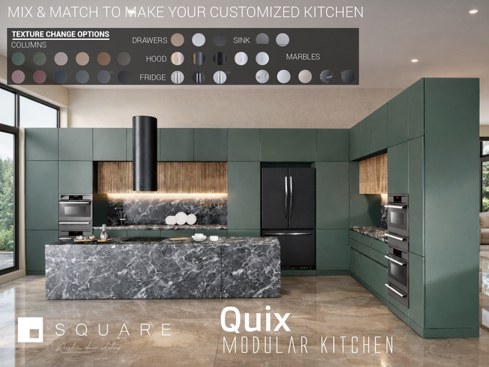 [ SQUARE ] - QUIX Modular Kitchen kit - Multiple Texture options
