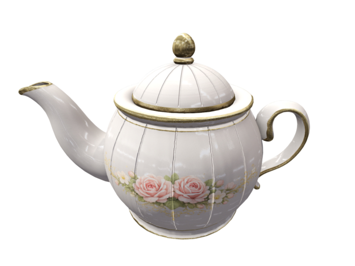 02 Ivory Rose Teapot