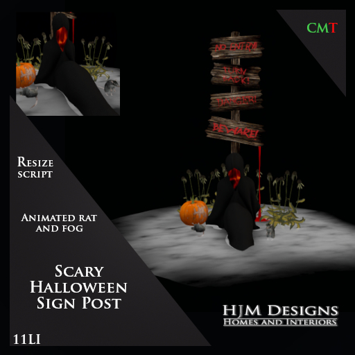 Scary Halloween Sign Post