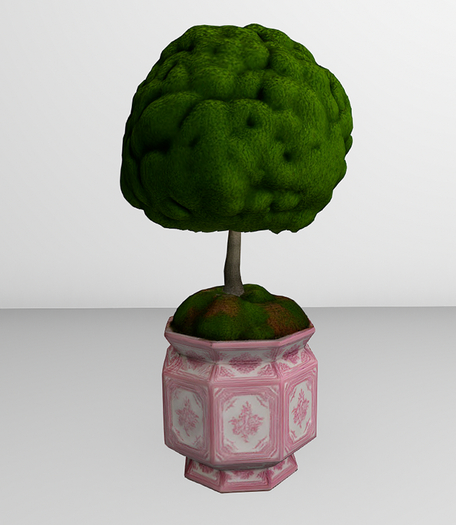 Pink Vase Baroque Topiary Bush Rounded