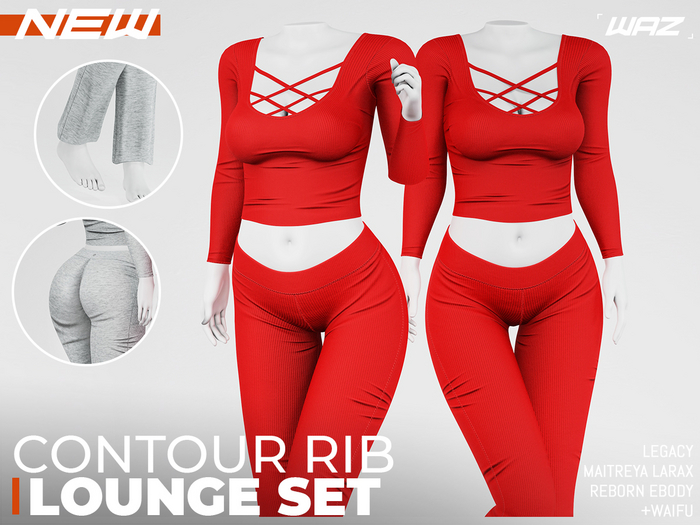 WAZ - Contour Rib Lounge Set (Red)