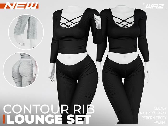 WAZ - Contour Rib Lounge Set (Black)