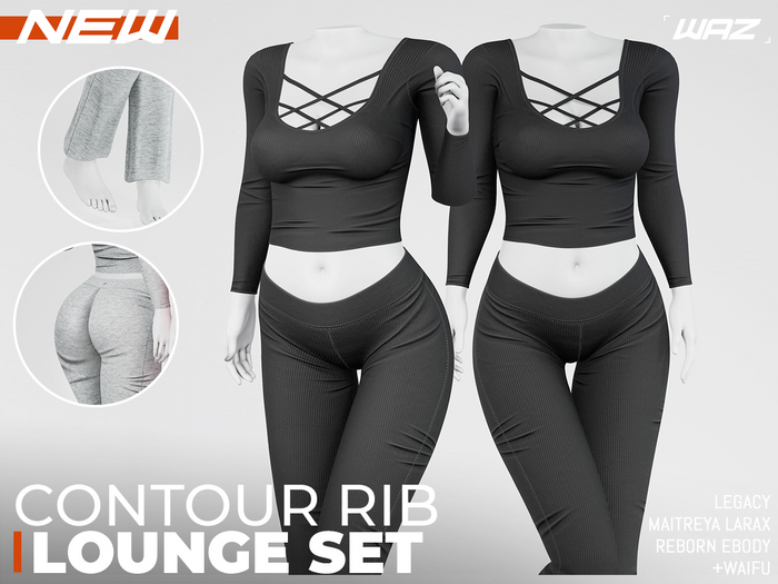 WAZ - Contour Rib Lounge Set (Dark Grey)