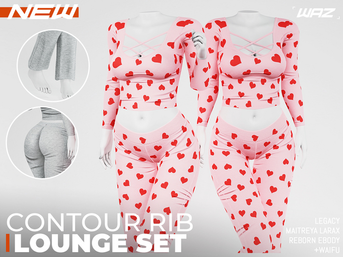 WAZ - Contour Rib Lounge Set (Hearts)